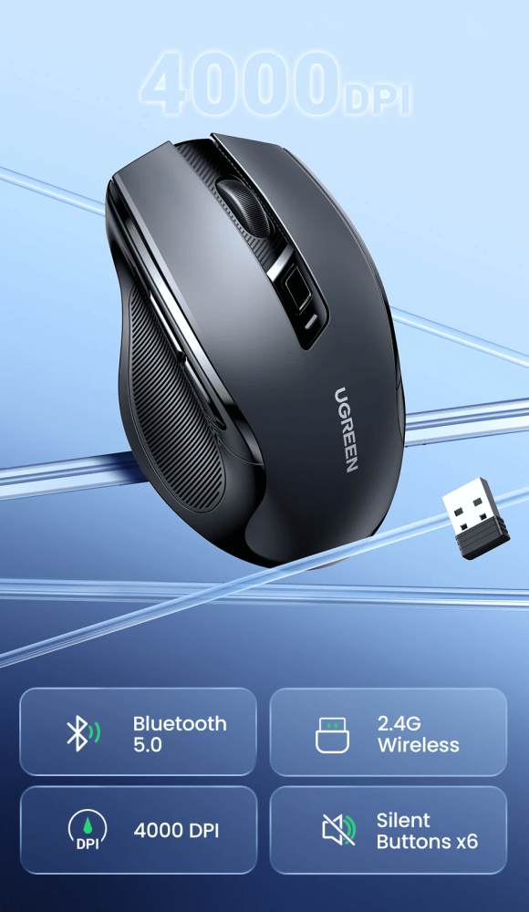 buy UGREEN Dual-Mode Wireless Ergonomic Mouse 4000DPI
